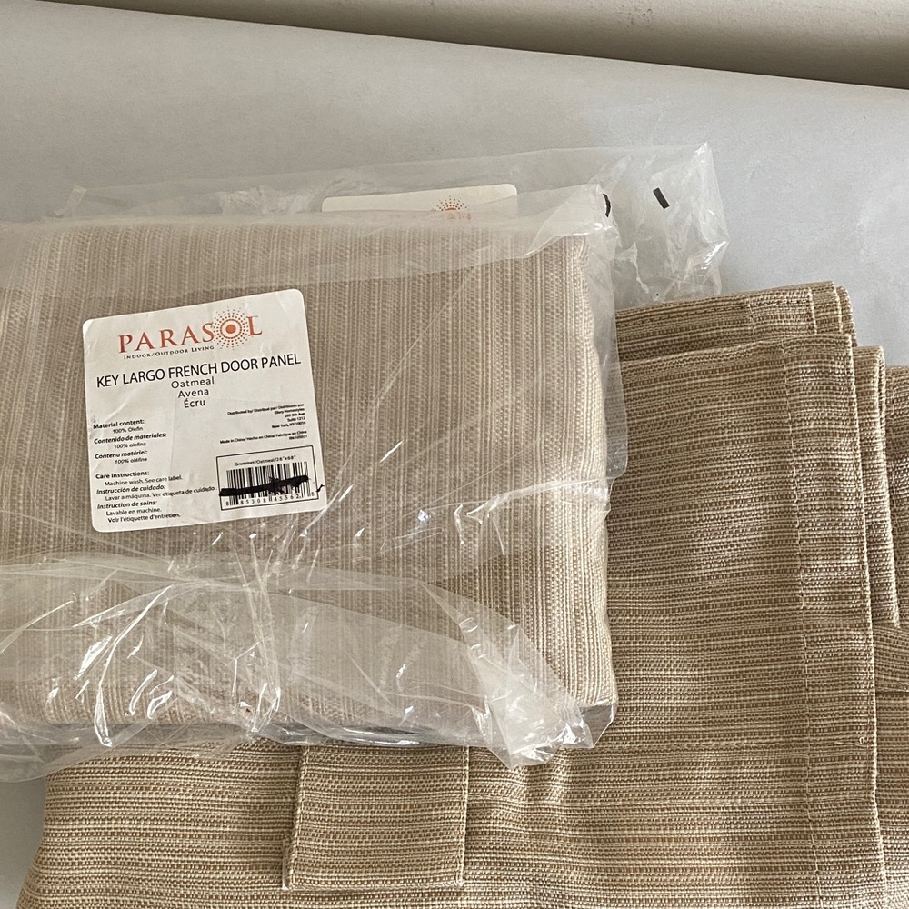 2 Parasol oatmeal KEY LARGO French Door SUN SHADE Panel beige Olefin new 26X68